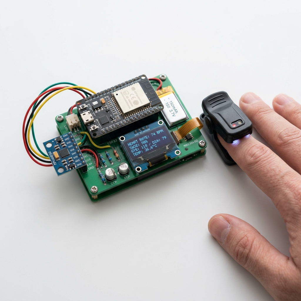 Fall Detection Wearable for Elderly Users — Real-world ECE Biomedical, Assistive & Public-Safety Electronics working prototype laboratory photography with physical sensors, controller, and wiring